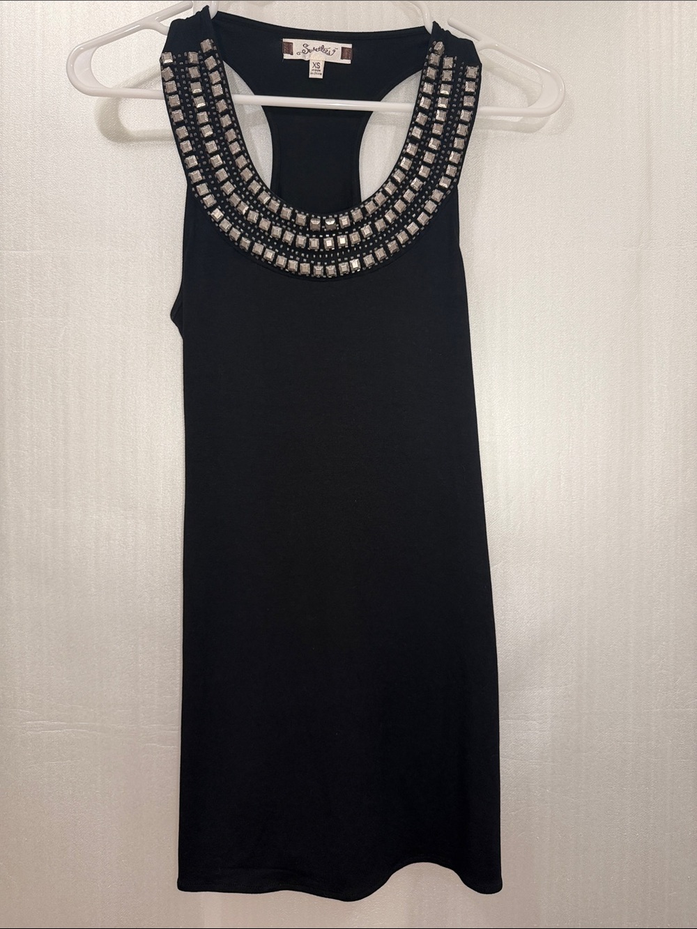 Sweetees Black Tank Top with Studded Neckline
